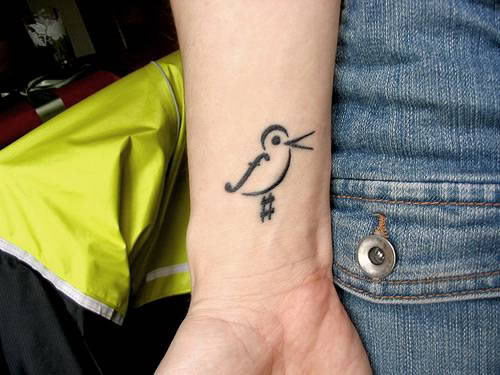 Tiny Bird Tattoo On Wrist