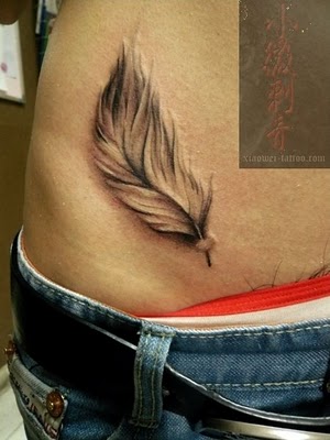 Feather Tattoo Design On Ribs