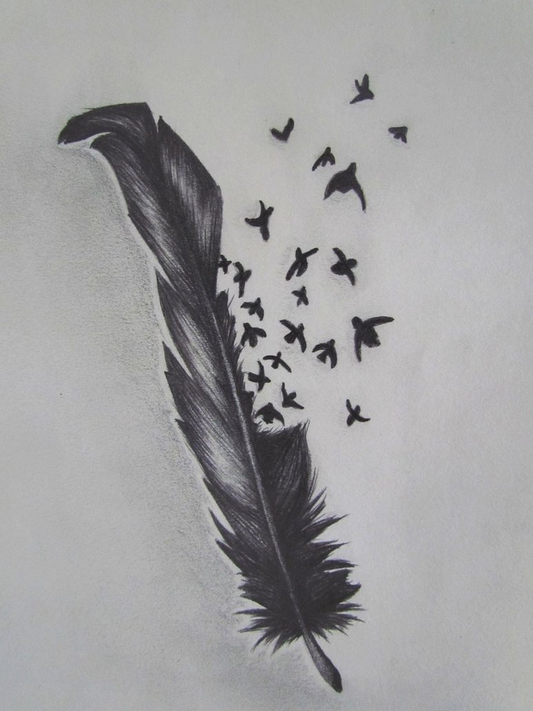 Tattoo Center Bird Crow Feather Tattoo Designs