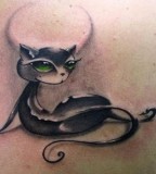 Girly Black Cat Tattoos for Girl