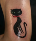 Girly and Cute Black Cat Tattoo Design