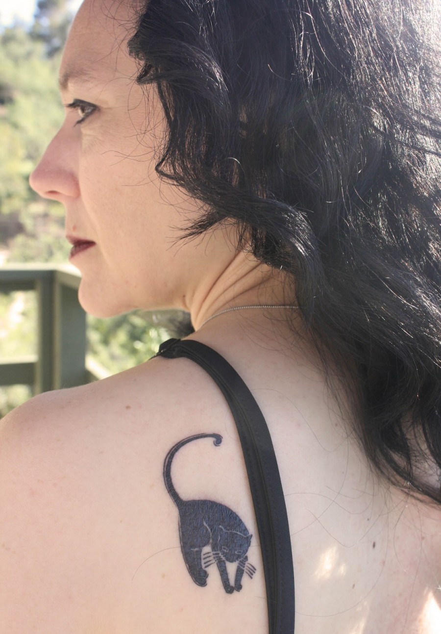 Black Cat Shoulder Tattoo in Appreciation Day