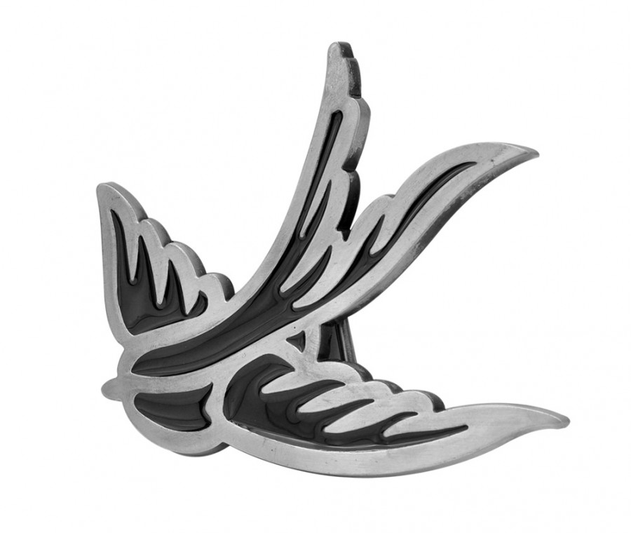 Black Enamel Swallow Sparrow Belt Buckle Tattoo Design