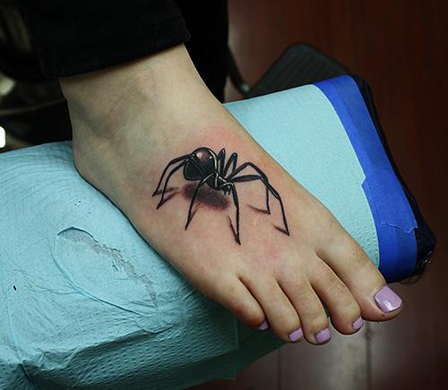 Black Widow Spider Tattoo on Foot