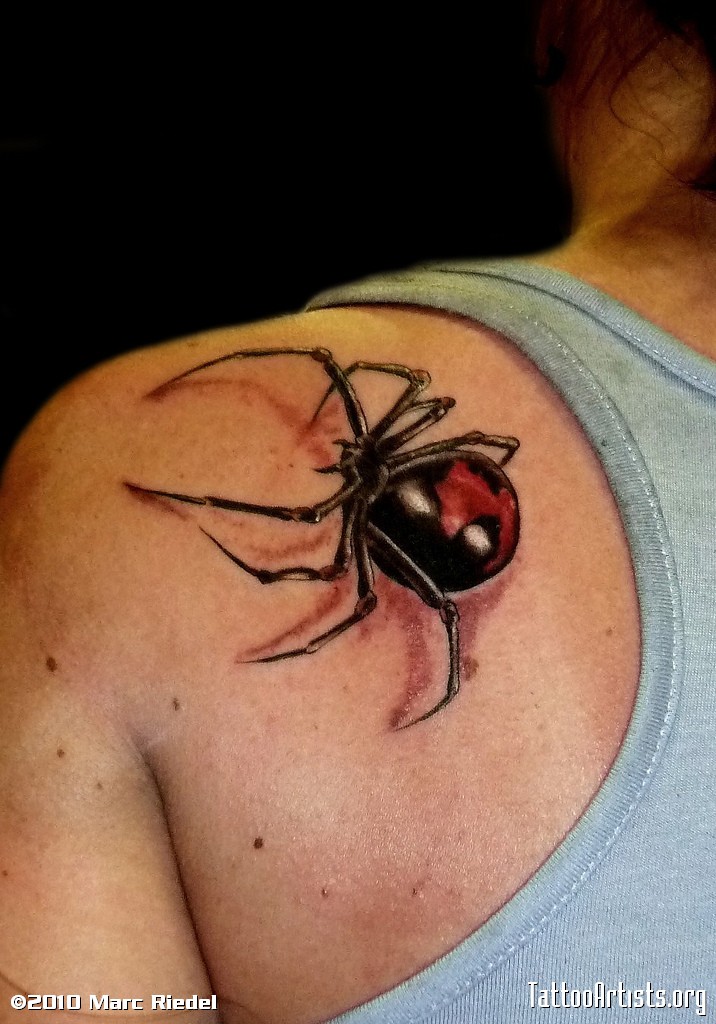 Simple Black Widow Tattoo Artists Design