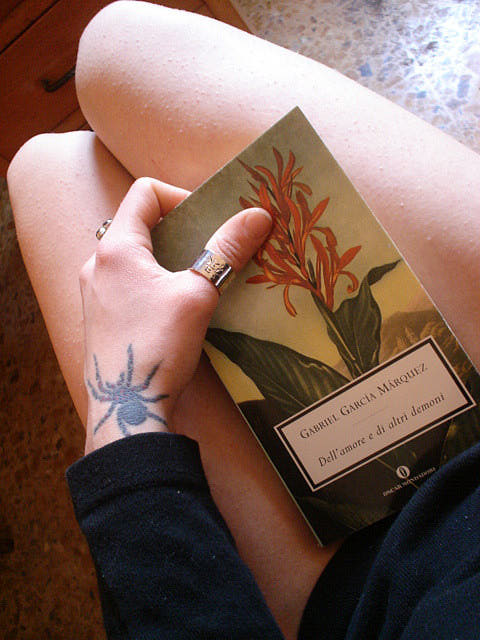 Cute Black Spider Tattoo on Girl’s Hand