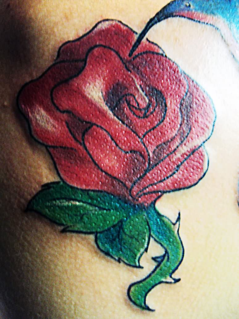 Big Red Rose Tattoos Bleeding Heart for Women