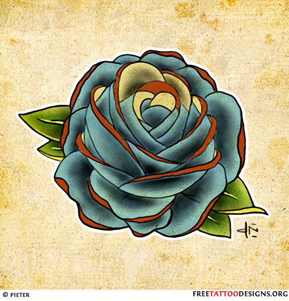 Blue Rose Sketch For Tattoo Design