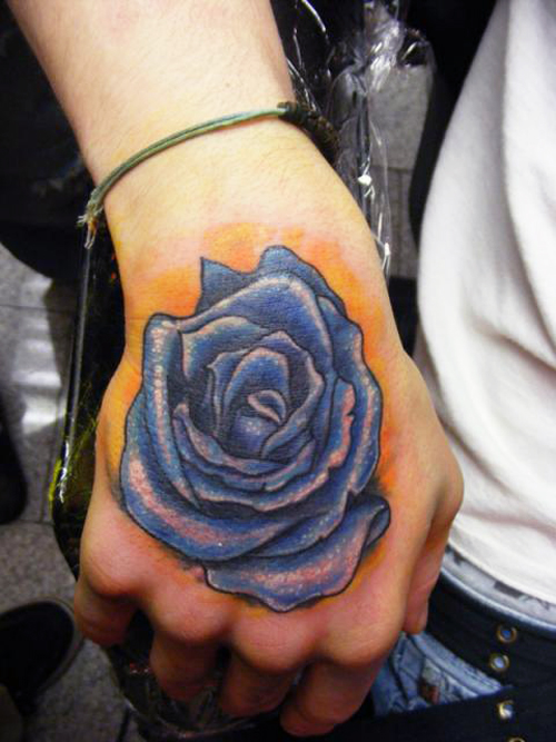 Romantic Rose Tattoo Design on Hand