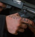 Lettering On Finger Saying, “Aequitas”, Which Means Justice