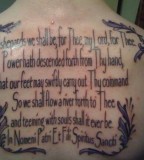 Upper Back Boondock Saints Prayer Framed Within Sweet Dark Shade Leafy Patterns On All Four Corners