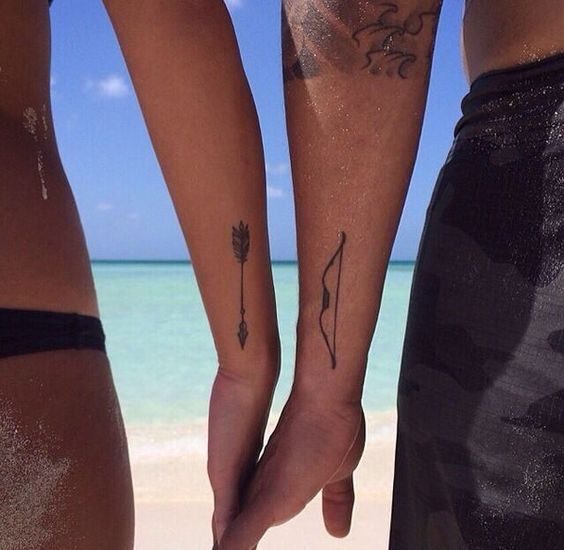 bow and arrow couples tattoos