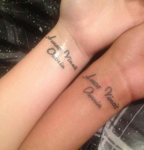 Amor Vincit Omnia Matching Tattoo Ideas