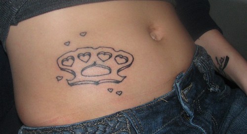 Brass Knuckles Tattoo Picture At Abdomen