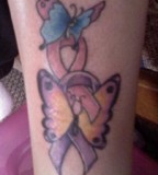 Butterfly and Breast Cancer Red Ribbon Symbol Tattoo