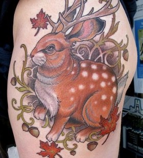 bunny-with-antlers-autumn-inpired-tattoo bunny-with-antlers-autumn-inpired-tattoo