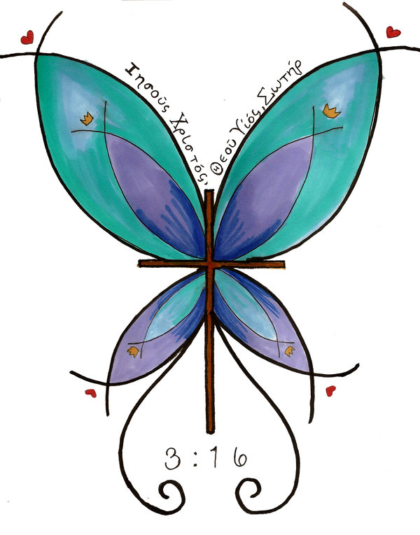 Bright Butterfly Cross Tattoo Design by Appleautumn on Deviantart