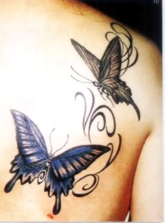 Black Butterfly Tattoo Designs Back Shoulder