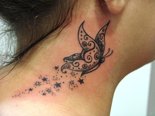 Black Butterfly Tattoos And Designs For Girls