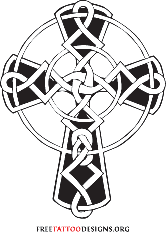 Black and White Celtic Cross Tattoo Sketch Design