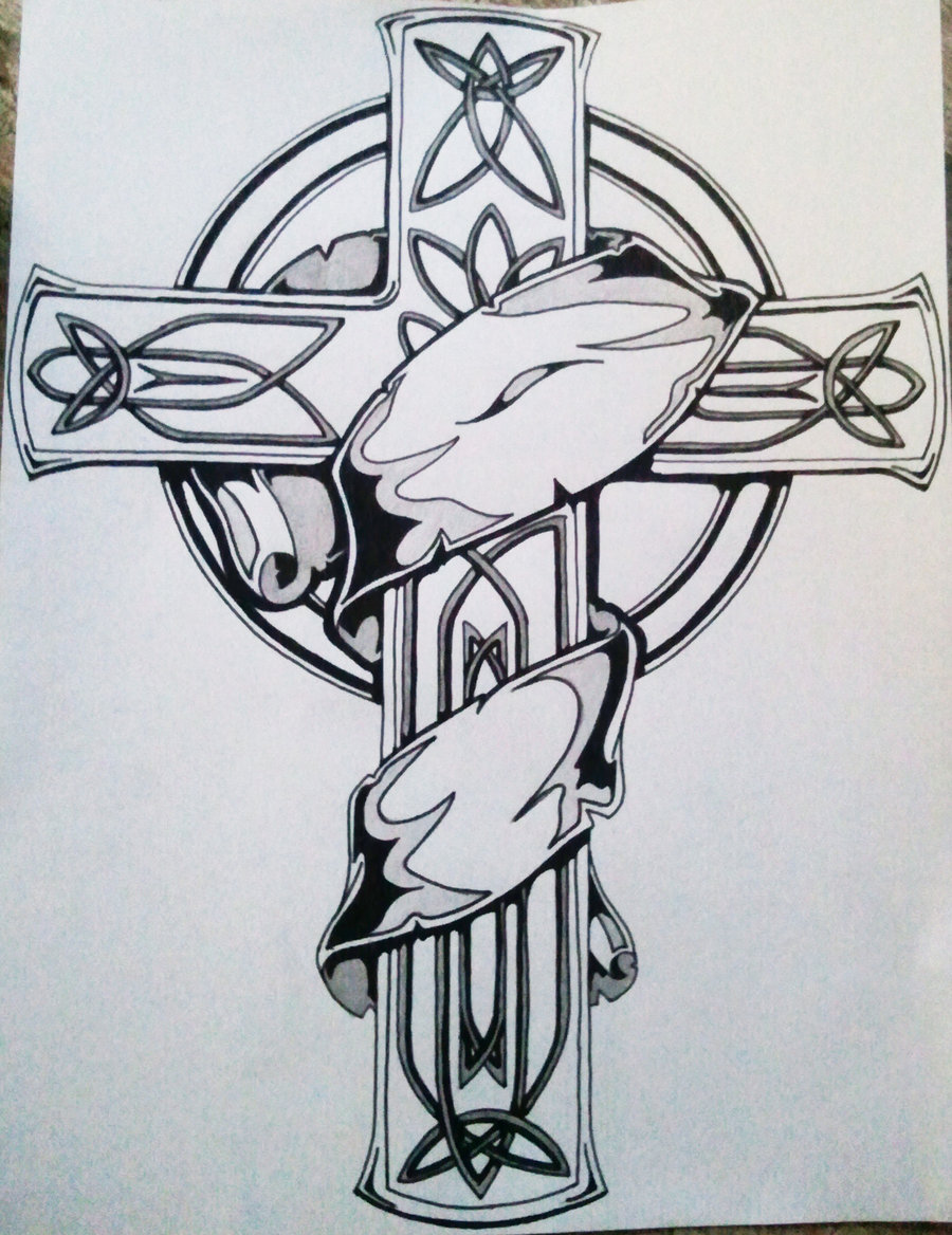 Celtic Cross Tattoo Design On Paper