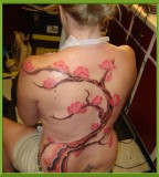 Full Back Cherry Blossom Meaning Tattoo Design For Woman