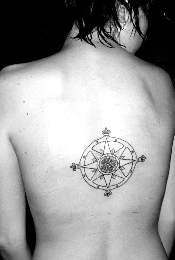 Rose Compass Tattoo – Back Tattoo Design