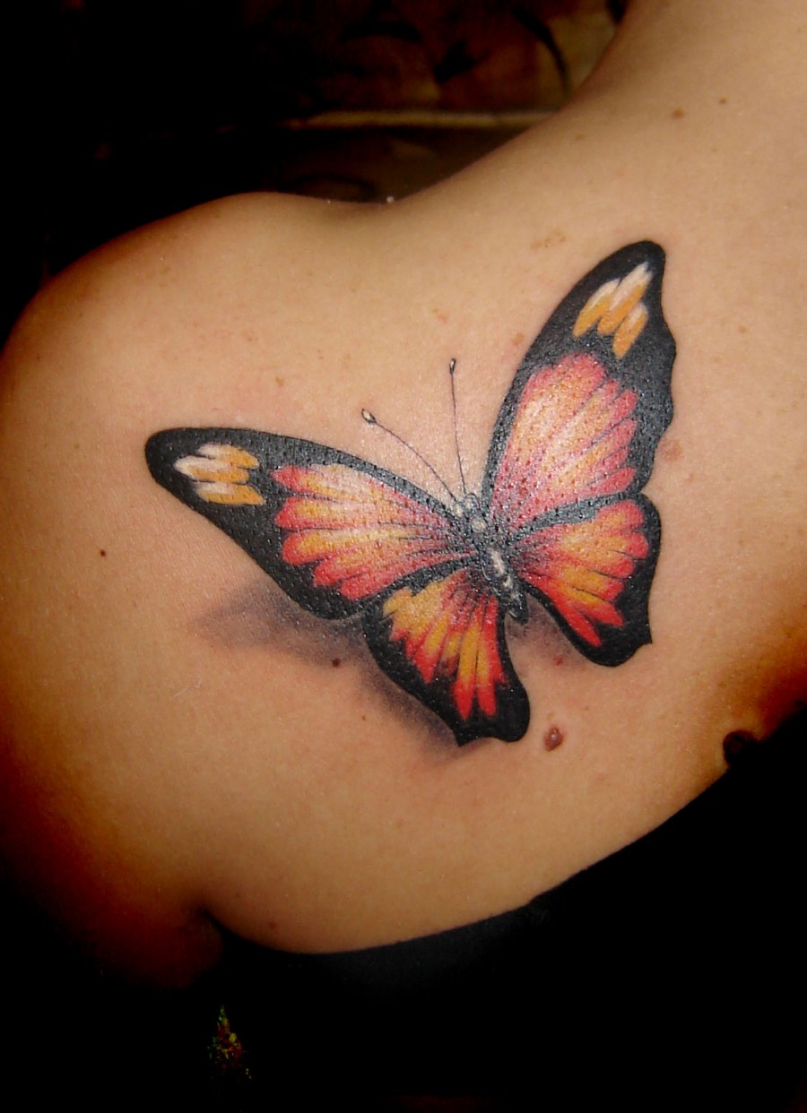 Beautiful 3D Butterfly Tattoo Design For Girls