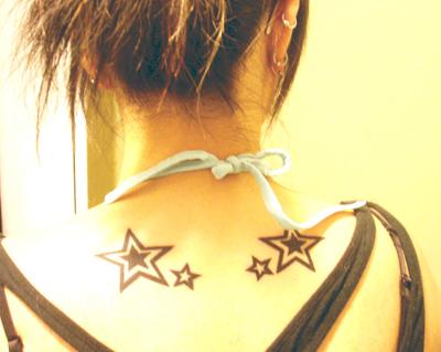Cool Star Tattoos On Girls’ Back