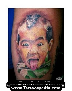 Cool Cute Kid Colorful Tattoo Design