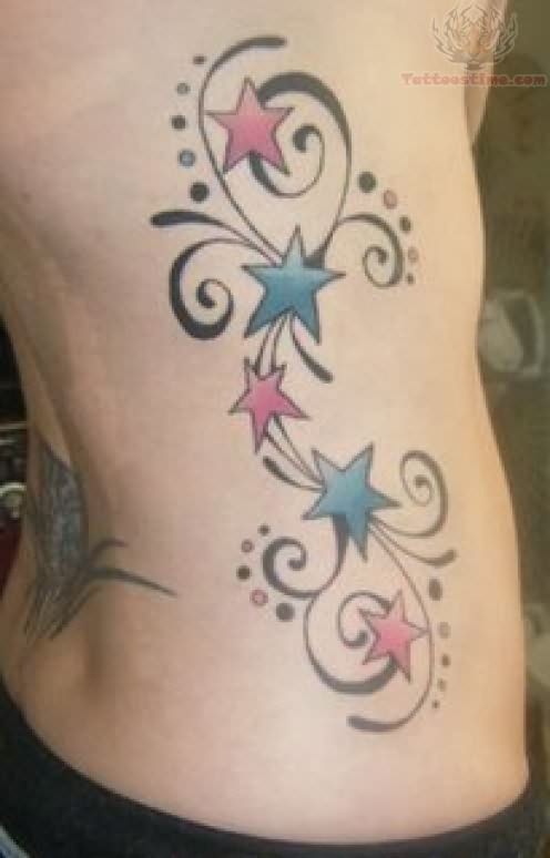 Art-Ful Star Tattoo Designs on Girl’s Side