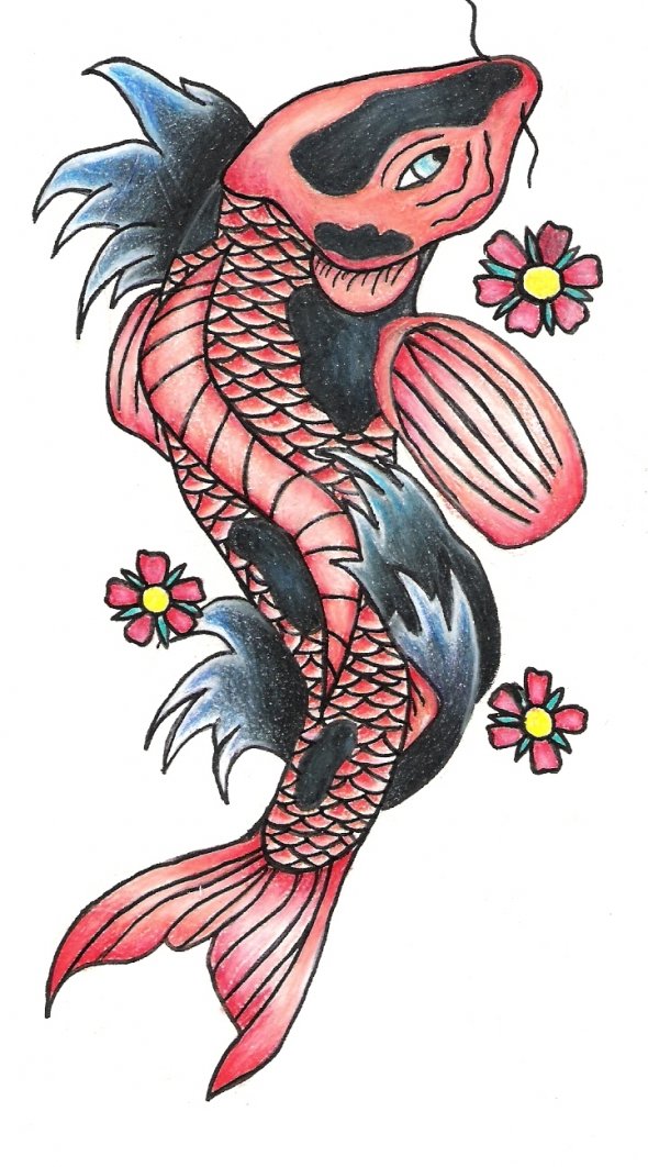 Beautifully Calm Koi Fish Tattoo