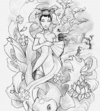 Geisha And Koi Fish Tattoo Design Idea