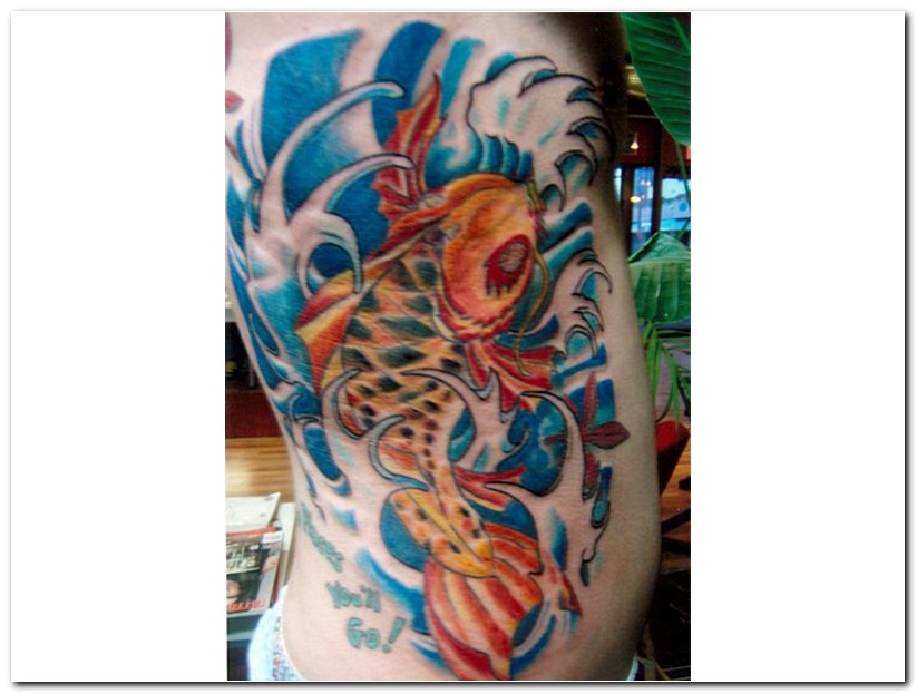 Awesome Koi Fish Tattoo For Body Side