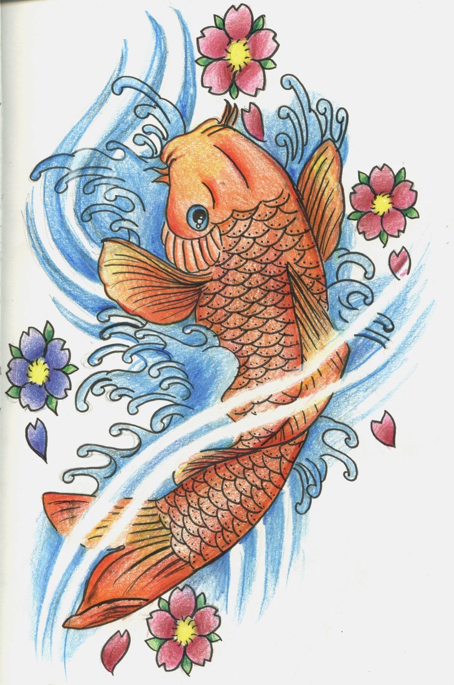 Orange Koi Fish Tattoo Design