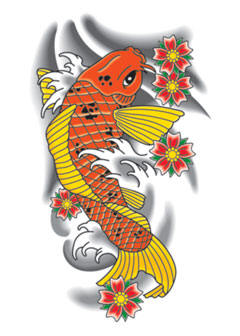 Beautiful Koi Fish Zodiac Tattoo Design