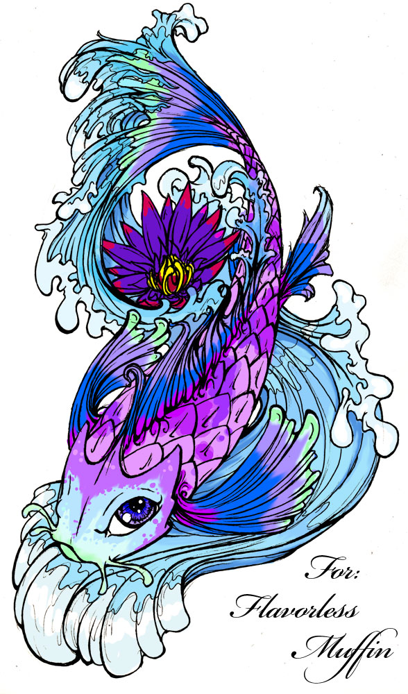 Violet Koi Fish Tattoo Design Sample