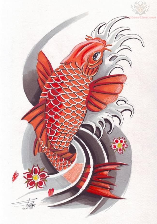 Red Japanese Koi Tattoo