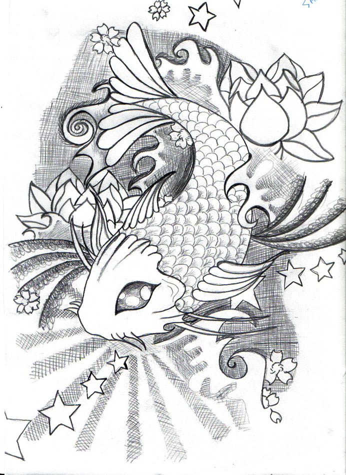 Lotus And Koi Tattoo Design