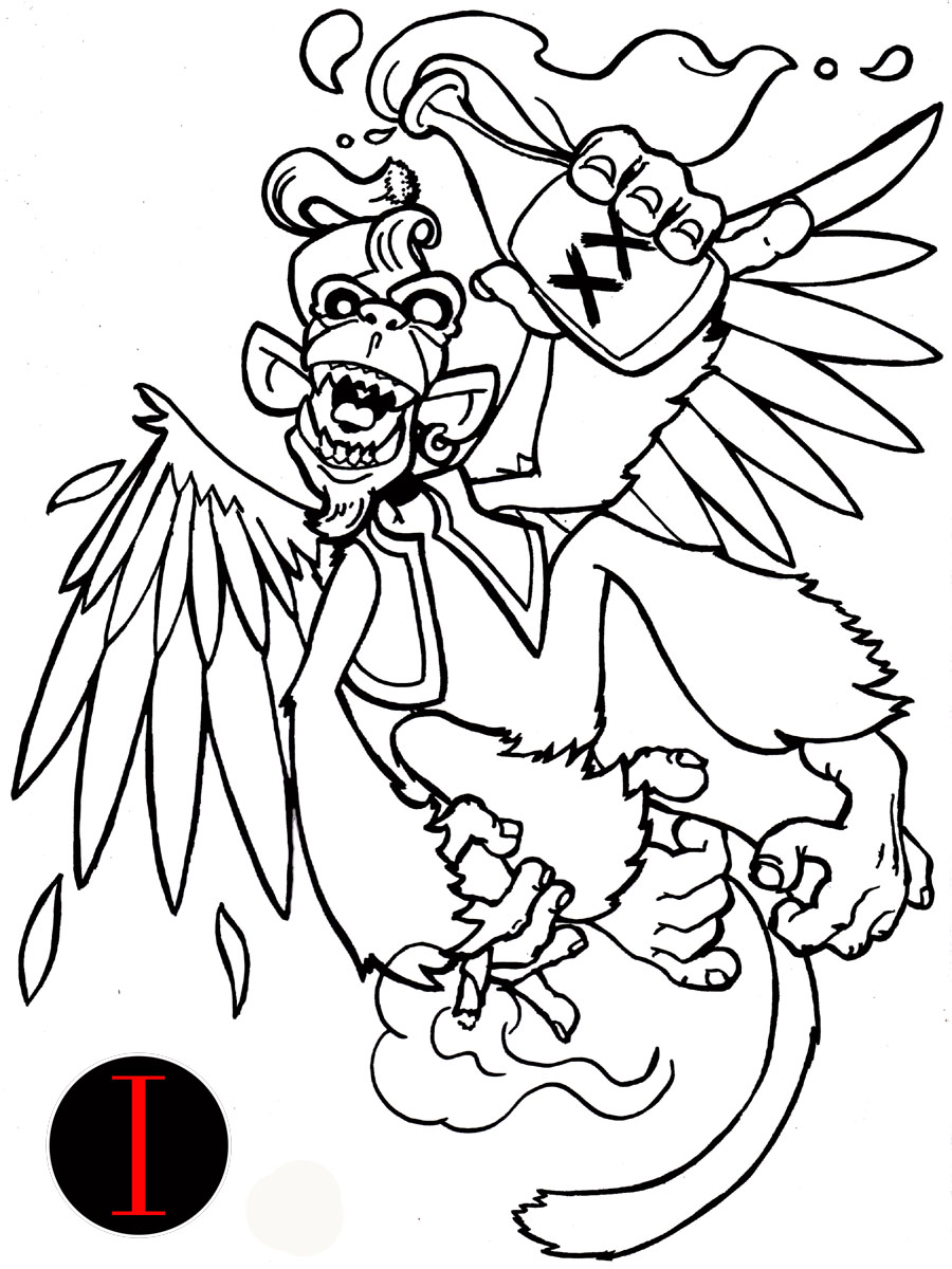 For Your Own Tattoo Drunken Monkey Tattoo Design