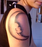 Amazing Crescent Moon Sleeve Tattoo Design