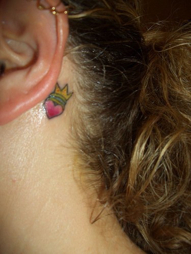 Lady Crown Tattoos in Beautiful Ear