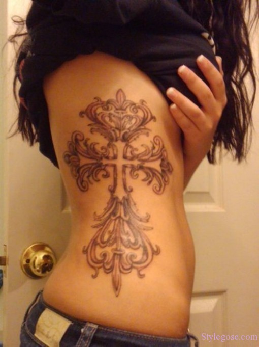 Plain Cross Tattoo Design for Girl