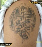 Cross With Wings And Banner Cross Tattoo