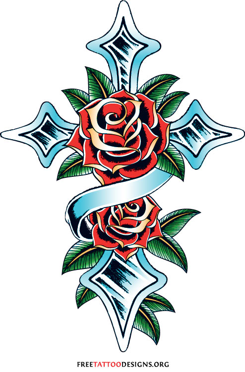 Cross And Rose Tattoos Meaning Of God