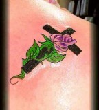 Elegan Cross and Rose Tattoo By Hoss Llc