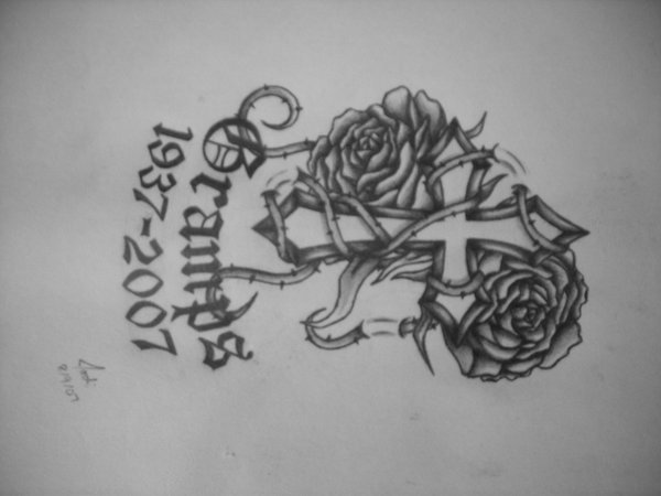 Cross And Rose Tattoo Gramps Design