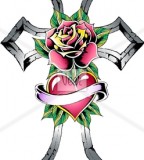 Cross With Rose Tattoo Stock Illustration Veer