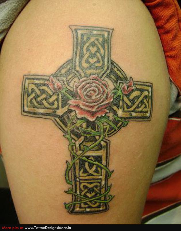 Tatto Design Of Rose Tattoos Celtic Cross Cover Up Design