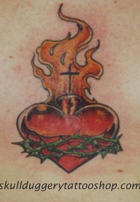 Sacred Heart And Crown Of Thorns Tattoo